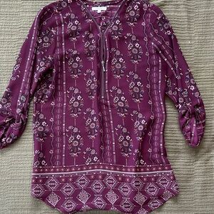 Maurices Floral Burgundy Women's Top